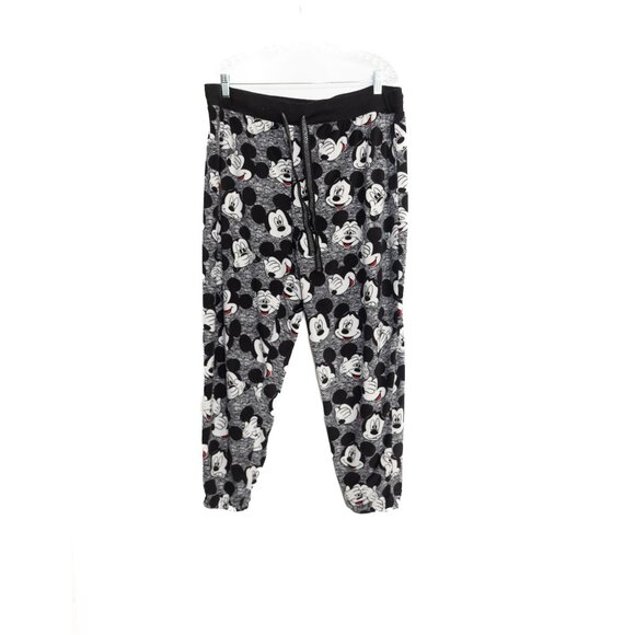 Disney Mickey Mouse Size XL(16-18) Jogger Pants For Adults Black & Gray Cartoon - Picture 1 of 8